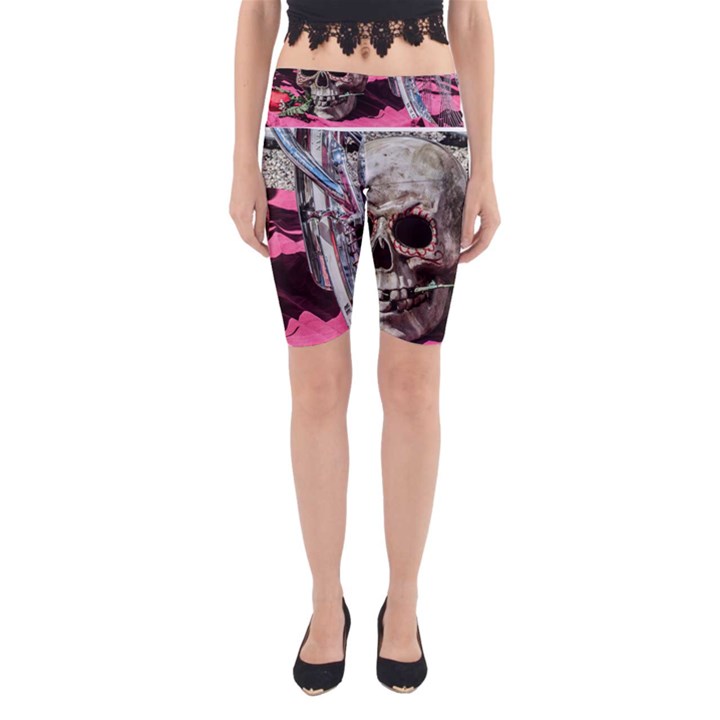 Skull and Bike Yoga Cropped Leggings