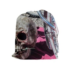 Skull And Bike Drawstring Pouches (extra Large) by MichaelMoriartyPhotography