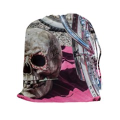 Skull And Bike Drawstring Pouches (xxl) by MichaelMoriartyPhotography