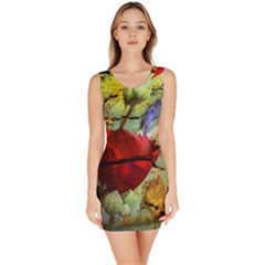 Rusty Globe Mallow Flower Sleeveless Bodycon Dress