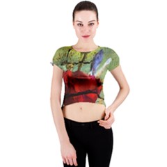 Rusty Globe Mallow Flower Crew Neck Crop Top