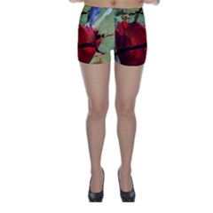 Rusty Globe Mallow Flower Skinny Shorts