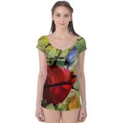 Rusty Globe Mallow Flower Boyleg Leotard (ladies)