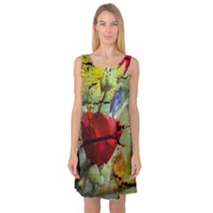 Rusty Globe Mallow Flower Sleeveless Satin Nightdress