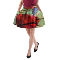 Rusty Globe Mallow Flower A-line Pocket Skirt