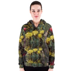 Cactus Flowers With Reflection Pool Women s Zipper Hoodie