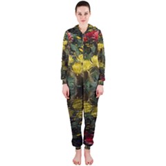 Cactus Flowers With Reflection Pool Hooded Jumpsuit (ladies) 