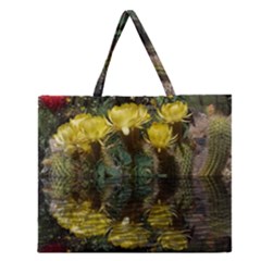 Cactus Flowers With Reflection Pool Zipper Large Tote Bag by MichaelMoriartyPhotography