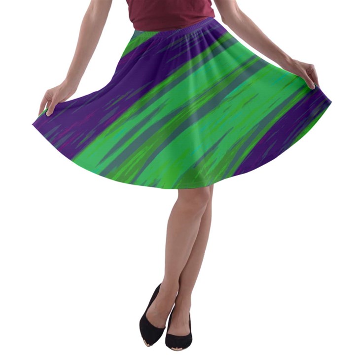 Swish Green Blue A-line Skater Skirt