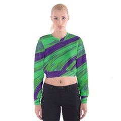 Swish Green Blue Women s Cropped Sweatshirt by BrightVibesDesign