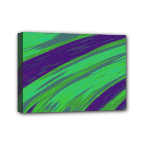 Swish Green Blue Mini Canvas 7  X 5  by BrightVibesDesign