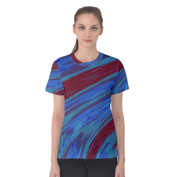 Swish Blue Red Abstract Women s Cotton Tee