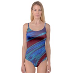 Swish Blue Red Abstract Camisole Leotard  by BrightVibesDesign