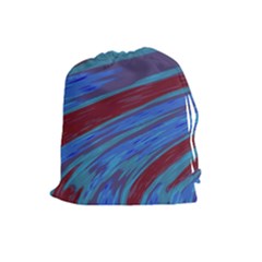 Swish Blue Red Abstract Drawstring Pouches (large)  by BrightVibesDesign