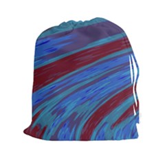 Swish Blue Red Abstract Drawstring Pouches (xxl) by BrightVibesDesign