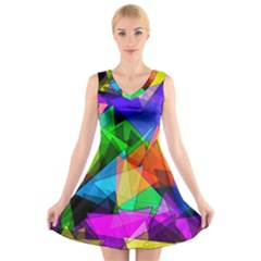 Colorful Triangles                                                              V-neck Sleeveless Dress by LalyLauraFLM