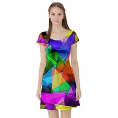 Colorful Triangles                                                                  Short Sleeve Skater Dress by LalyLauraFLM