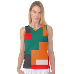 Rectangles And Squares  In Retro Colors                                                                   Women s Basketball Tank Top