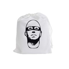 Baldhead Hero Comic Illustration Drawstring Pouches (large)  by dflcprints