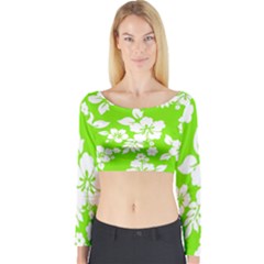 Lime Hawaiian Long Sleeve Crop Top