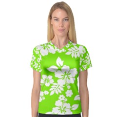 Lime Hawaiian Women s V-neck Sport Mesh Tee