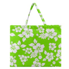 Lime Hawaiian Zipper Large Tote Bag