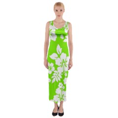 Lime Hawaiian Fitted Maxi Dress