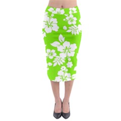 Lime Hawaiian Midi Pencil Skirt