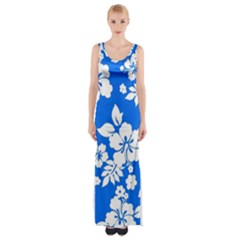 Blue Hawaiian Maxi Thigh Split Dress