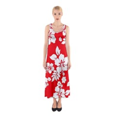 Red Hawaiian Sleeveless Maxi Dress