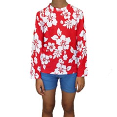 Red Hawaiian Kid s Long Sleeve Swimwear