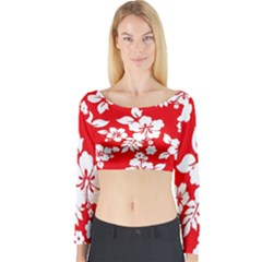 Red Hawaiian Long Sleeve Crop Top