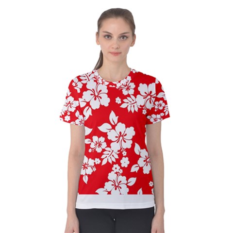 Red Hawaiian Women s Cotton Tee by AlohaStore