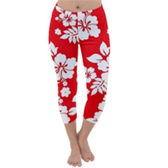 Red Hawaiian Capri Winter Leggings 