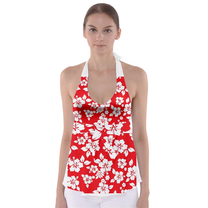 Red Hawaiian Babydoll Tankini Top