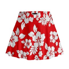 Red Hawaiian Mini Flare Skirt