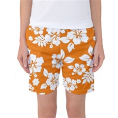 Orange Hawaiian Women s Basketball Shorts by AlohaStore