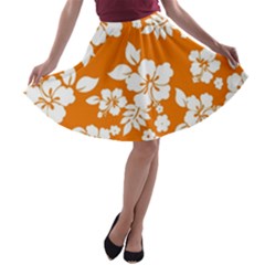 Orange Hawaiian A-line Skater Skirt by AlohaStore