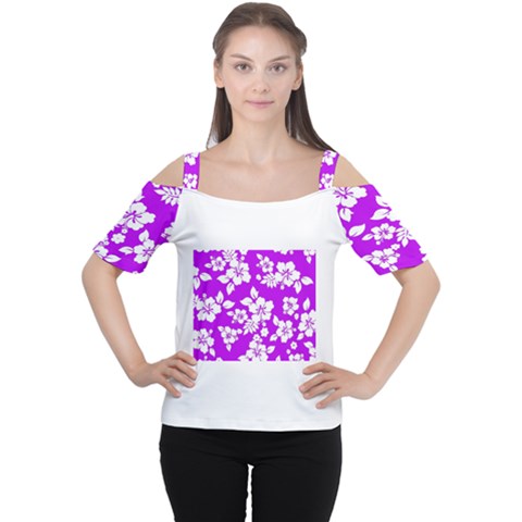 Purple Hawaiian Women s Cutout Shoulder Tee by AlohaStore