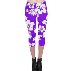 Violet Hawaiian Capri Leggings  by AlohaStore