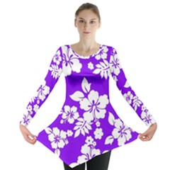 Violet Hawaiian Long Sleeve Tunic  by AlohaStore