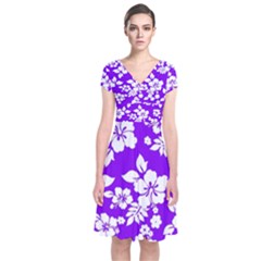 Violet Hawaiian Short Sleeve Front Wrap Dress by AlohaStore