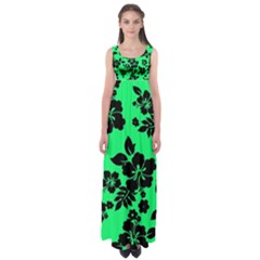 Dark Lime Hawaiian Empire Waist Maxi Dress by AlohaStore