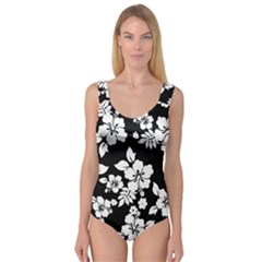 Black And White Hawaiian Princess Tank Leotard  by AlohaStore