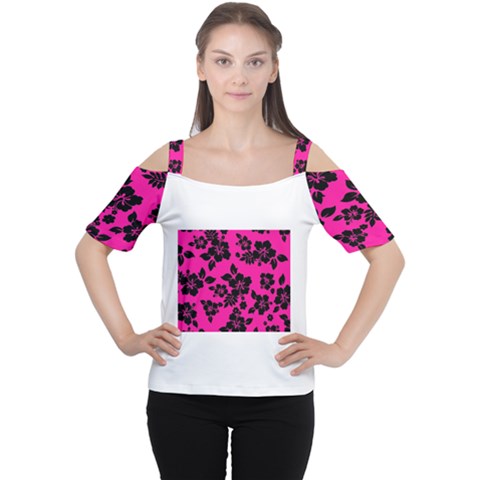 Dark Baby Pink Hawaiian Women s Cutout Shoulder Tee by AlohaStore