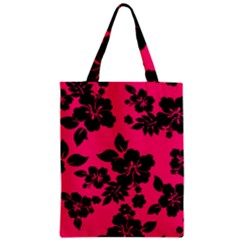 Dark Pink Hawaiian Zipper Classic Tote Bag by AlohaStore