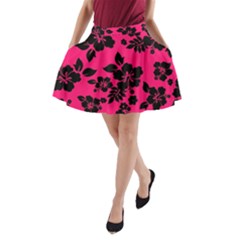 Dark Pink Hawaiian A-line Pocket Skirt by AlohaStore