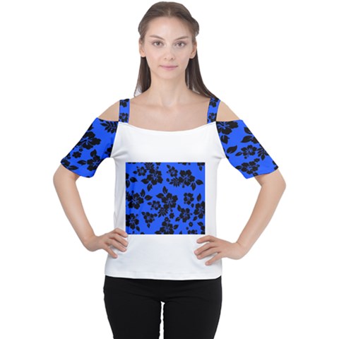 Dark Blue Hawaiian Women s Cutout Shoulder Tee by AlohaStore