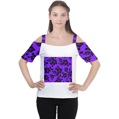 Violet Dark Hawaiian Women s Cutout Shoulder Tee by AlohaStore