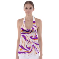 Tie Dye Purple Orange Babydoll Tankini Top by BrightVibesDesign